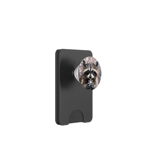 Süßer Waschbär mit Schneeflocke PopSockets PopWallet für MagSafe von Animal Lover Raccoon Accessories