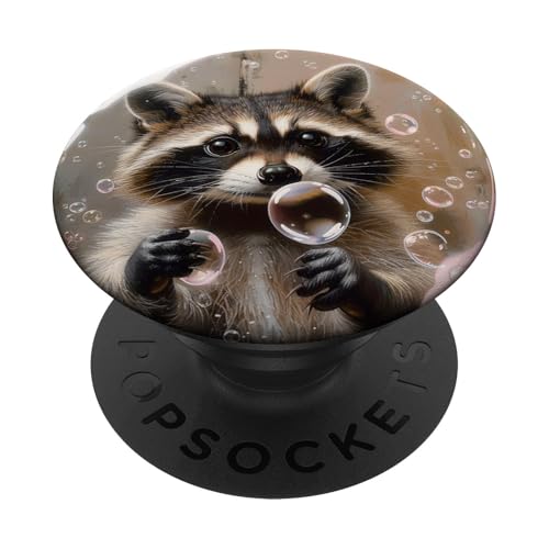 Süßer Waschbär spielt mit Seifenblasen PopSockets Klebender PopGrip Süßer Waschbär spielt mit Seifenblasen PopSockets Klebender PopGrip von Animal Lover Raccoon Accessories