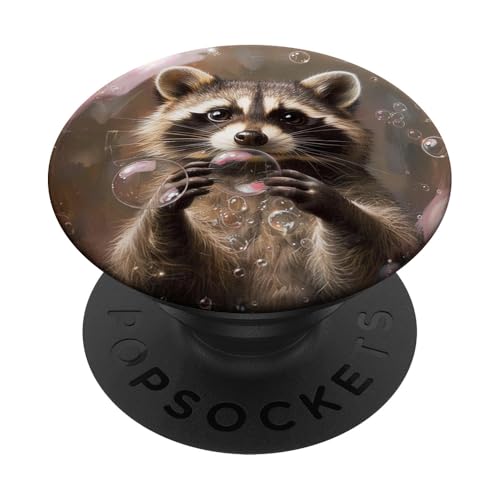Süßer Waschbär spielt mit Seifenblasen PopSockets Klebender PopGrip Süßer Waschbär spielt mit Seifenblasen PopSockets Klebender PopGrip von Animal Lover Raccoon Accessories