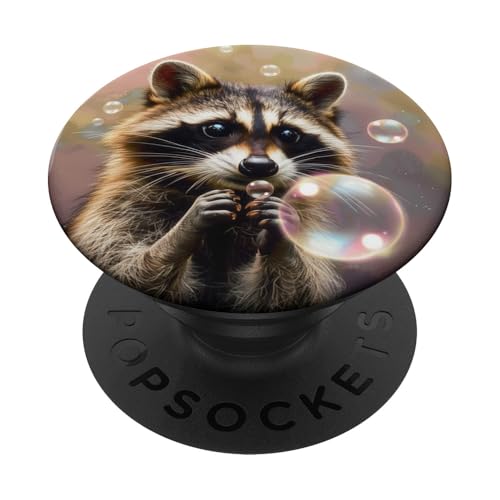 Süßer Waschbär spielt mit Seifenblasen PopSockets Klebender PopGrip Süßer Waschbär spielt mit Seifenblasen PopSockets Klebender PopGrip von Animal Lover Raccoon Accessories