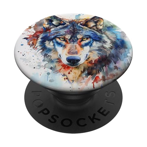 Aquarell bunter Wolf PopSockets Klebender PopGrip Aquarell bunter Wolf PopSockets Klebender PopGrip von Animal Lover Wolf Accessories