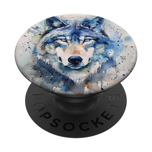 Aquarell bunter Wolf PopSockets Klebender PopGrip von Animal Lover Wolf Accessories