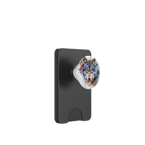 Aquarell bunter Wolf PopSockets PopWallet für MagSafe Aquarell bunter Wolf PopSockets PopWallet für MagSafe von Animal Lover Wolf Accessories