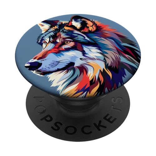 Bunter Wolf Abstrakt PopSockets Klebender PopGrip Bunter Wolf Abstrakt PopSockets Klebender PopGrip von Animal Lover Wolf Accessories