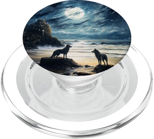 Dunkelblauer Sternenhimmel Wolf PopSockets PopGrip für MagSafe Dunkelblauer Sternenhimmel Wolf PopSockets PopGrip für MagSafe von Animal Lover Wolf Accessories