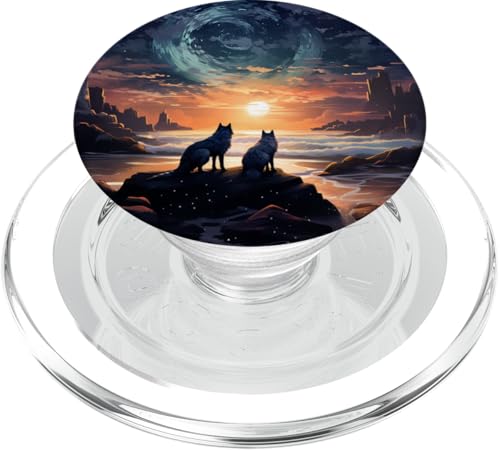 Dunkelblauer Sternenhimmel Wolf PopSockets PopGrip für MagSafe Dunkelblauer Sternenhimmel Wolf PopSockets PopGrip für MagSafe von Animal Lover Wolf Accessories