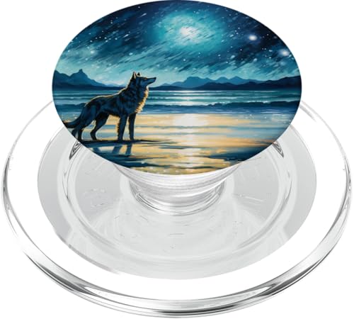 Dunkelblauer Sternenhimmel Wolf PopSockets PopGrip für MagSafe Dunkelblauer Sternenhimmel Wolf PopSockets PopGrip für MagSafe von Animal Lover Wolf Accessories