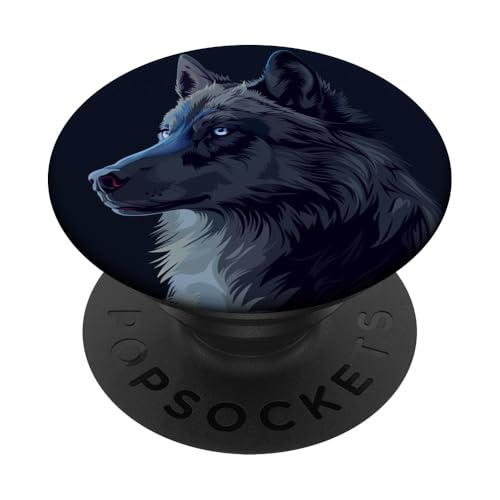 Hübscher Wolf in der Nacht PopSockets Klebender PopGrip Hübscher Wolf in der Nacht PopSockets Klebender PopGrip von Animal Lover Wolf Accessories