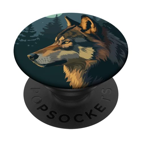 Mondwolf-Wald PopSockets Klebender PopGrip Mondwolf-Wald PopSockets Klebender PopGrip von Animal Lover Wolf Accessories