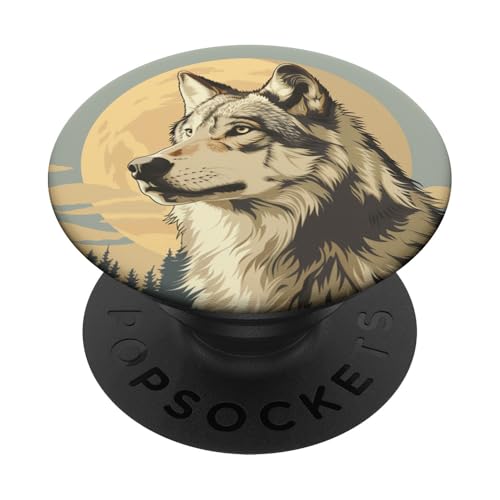 Mystischer Wolf im Wald Vollmond PopSockets Klebender PopGrip Mystischer Wolf im Wald Vollmond PopSockets Klebender PopGrip von Animal Lover Wolf Accessories