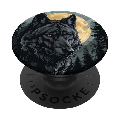 Mystischer Wolf im Wald Vollmond PopSockets Klebender PopGrip Mystischer Wolf im Wald Vollmond PopSockets Klebender PopGrip von Animal Lover Wolf Accessories