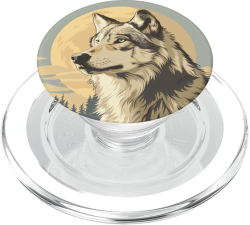 Mystischer Wolf im Wald Vollmond PopSockets PopGrip für MagSafe Mystischer Wolf im Wald Vollmond PopSockets PopGrip für MagSafe von Animal Lover Wolf Accessories