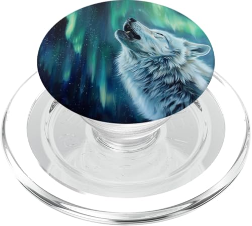 Weißer Wolf heult den Mond an PopSockets PopGrip für MagSafe Weißer Wolf heult den Mond an PopSockets PopGrip für MagSafe von Animal Lover Wolf Accessories