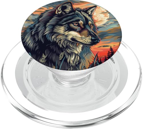 Wildnis Natur Mond Wolf PopSockets PopGrip für MagSafe von Animal Lover Wolf Accessories