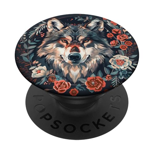 Wolf Blumen Floral Art Vintage Wolf Lover PopSockets Klebender PopGrip Wolf Blumen Floral Art Vintage Wolf Lover PopSockets Klebender PopGrip von Animal Lover Wolf Accessories