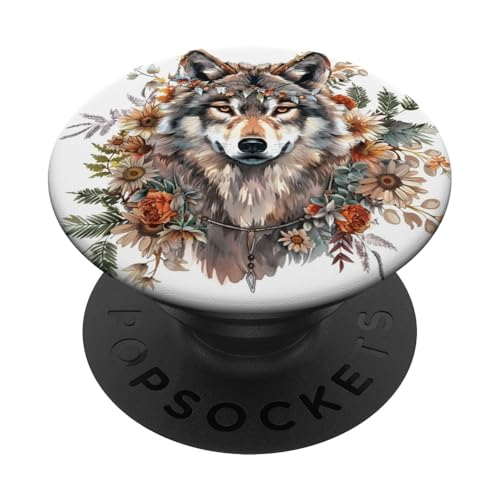 Wolf Blumen Floral Art Vintage Wolf Lover PopSockets Klebender PopGrip Wolf Blumen Floral Art Vintage Wolf Lover PopSockets Klebender PopGrip von Animal Lover Wolf Accessories