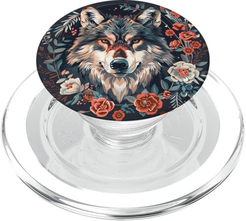 Wolf Blumen Floral Art Vintage Wolf Lover PopSockets PopGrip für MagSafe Wolf Blumen Floral Art Vintage Wolf Lover PopSockets PopGrip für MagSafe von Animal Lover Wolf Accessories