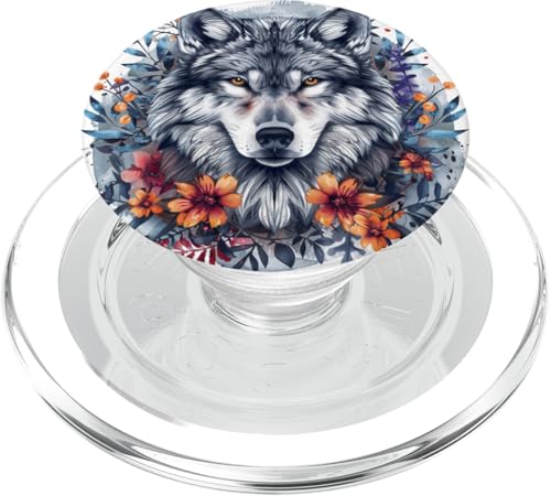 Wolf Blumen Floral Art Vintage Wolf Lover PopSockets PopGrip für MagSafe Wolf Blumen Floral Art Vintage Wolf Lover PopSockets PopGrip für MagSafe von Animal Lover Wolf Accessories