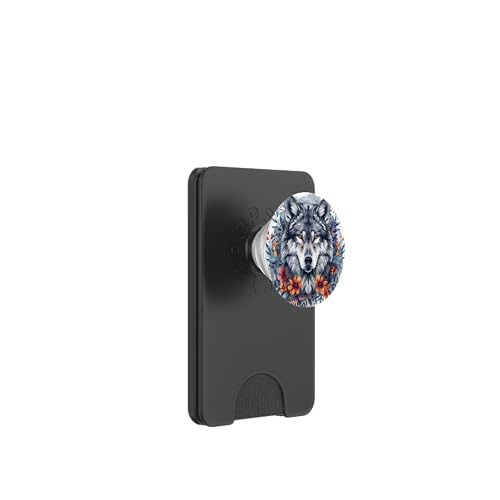 Wolf Blumen Floral Art Vintage Wolf Lover PopSockets PopWallet für MagSafe von Animal Lover Wolf Accessories