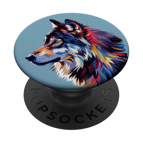 Wolf Colurful Abstrakt PopSockets Klebender PopGrip Wolf Colurful Abstrakt PopSockets Klebender PopGrip von Animal Lover Wolf Accessories
