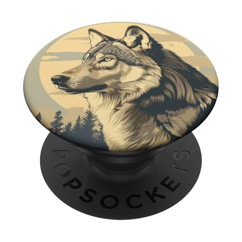 Wolf Natur Wald Mond PopSockets Klebender PopGrip Wolf Natur Wald Mond PopSockets Klebender PopGrip von Animal Lover Wolf Accessories