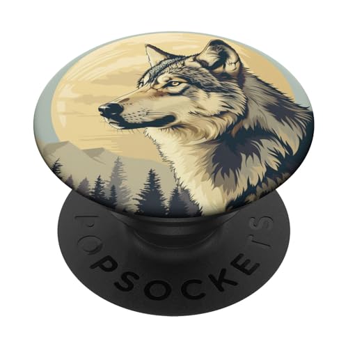 Wolf Night Moon Pinien PopSockets Klebender PopGrip Wolf Night Moon Pinien PopSockets Klebender PopGrip von Animal Lover Wolf Accessories