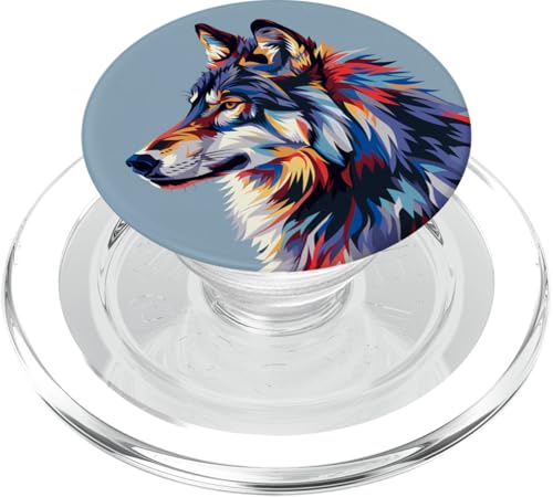 Wolf Portrait Blau PopSockets PopGrip für MagSafe Wolf Portrait Blau PopSockets PopGrip für MagSafe von Animal Lover Wolf Accessories