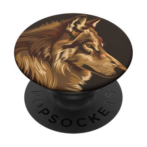 Wolf Portrait Braun PopSockets Klebender PopGrip Wolf Portrait Braun PopSockets Klebender PopGrip von Animal Lover Wolf Accessories