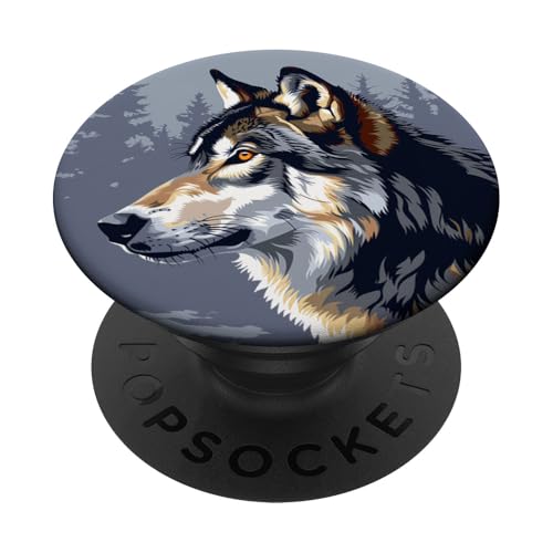 Wolf Portrait Grey PopSockets Klebender PopGrip von Animal Lover Wolf Accessories