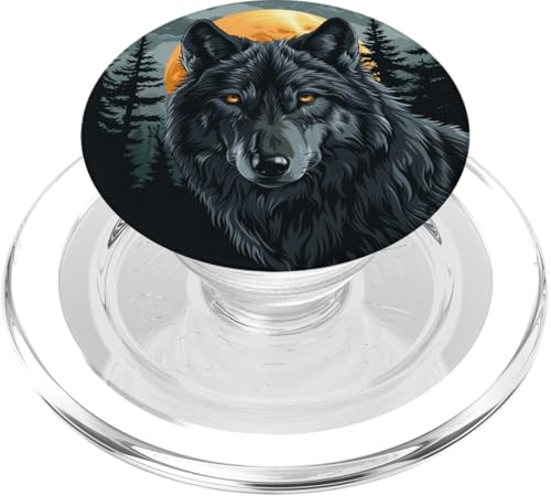 Wolf bei Nacht im Wald PopSockets PopGrip für MagSafe Wolf bei Nacht im Wald PopSockets PopGrip für MagSafe von Animal Lover Wolf Accessories