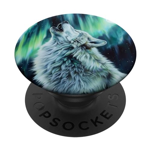 Wolf heult auf dem Mond PopSockets Klebender PopGrip Wolf heult auf dem Mond PopSockets Klebender PopGrip von Animal Lover Wolf Accessories