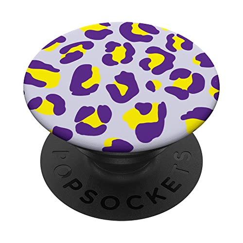 Leopardenmuster in Violett und Gelb PopSockets mit austauschbarem PopGrip von Animal Print Co.