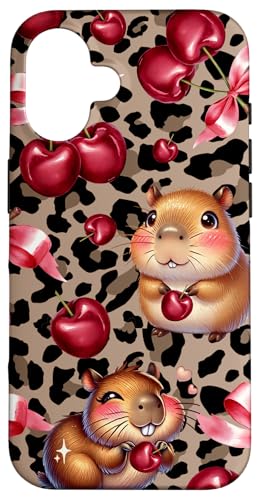 Adrette Mädchen Kokette Leopard Gepard Kirsche Schleife Capybara Hülle für iPhone 16 Adrette Mädchen Kokette Leopard Gepard Kirsche Schleife Capybara Hülle für iPhone 16 von Animal Print Cute And Fun