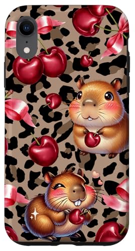 Adrette Mädchen Kokette Leopard Gepard Kirsche Schleife Capybara Hülle für iPhone XR Adrette Mädchen Kokette Leopard Gepard Kirsche Schleife Capybara Hülle für iPhone XR von Animal Print Cute And Fun