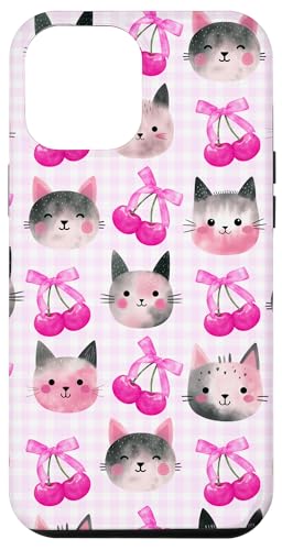 Cherry Cute Bow Magentarosa Preppy Coquette Grey Cat für Mädchen Hülle für iPhone 12 Pro Max Cherry Cute Bow Magentarosa Preppy Coquette Grey Cat für Mädchen Hülle für iPhone 12 Pro Max von Animal Print Cute And Fun