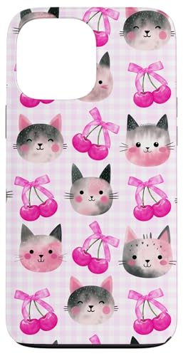Cherry Cute Bow Magentarosa Preppy Coquette Grey Cat für Mädchen Hülle für iPhone 13 Pro Max Cherry Cute Bow Magentarosa Preppy Coquette Grey Cat für Mädchen Hülle für iPhone 13 Pro Max von Animal Print Cute And Fun