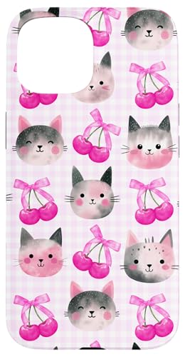 Cherry Cute Bow Magentarosa Preppy Coquette Grey Cat für Mädchen Hülle für iPhone 15 Cherry Cute Bow Magentarosa Preppy Coquette Grey Cat für Mädchen Hülle für iPhone 15 von Animal Print Cute And Fun