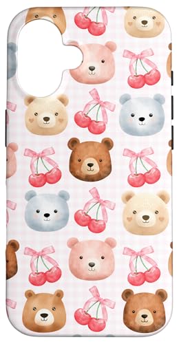 Coquette Bärengesichter für Mädchen, Kirsche, niedliche Schleife, rosafarben Hülle für iPhone 16 Coquette Bärengesichter für Mädchen, Kirsche, niedliche Schleife, rosafarben Hülle für iPhone 16 von Animal Print Cute And Fun