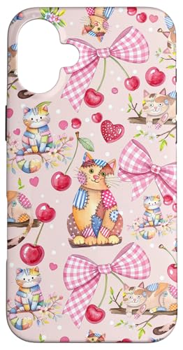 Cute Coquette Cat Collage für Mädchen, süße Schleife, Rosafarbene, adrette Hülle für iPhone 16 Plus Cute Coquette Cat Collage für Mädchen, süße Schleife, Rosafarbene, adrette Hülle für iPhone 16 Plus von Animal Print Cute And Fun