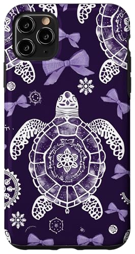 Dunkelviolett niedliche Meerestiere Valentinstag Mädchen Schildkröten und Schleifen Hülle für iPhone 11 Pro Max von Animal Print Cute And Fun