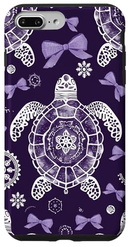 Dunkelviolett niedliche Meerestiere Valentinstag Mädchen Schildkröten und Schleifen Hülle für iPhone 7 Plus/8 Plus von Animal Print Cute And Fun