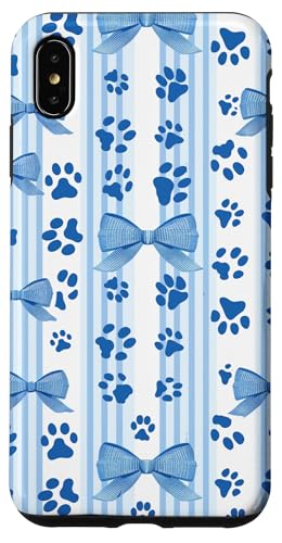 French Blue Fun Stripe Coquette Mädchen Kirschschleife Katze Hund Pfote Hülle für iPhone XS Max von Animal Print Cute And Fun