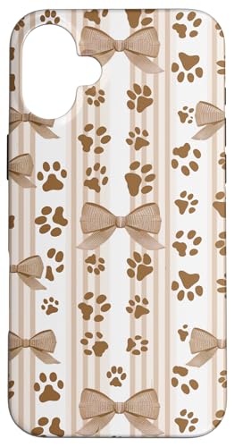 Hundepfote, Braun / Taupe gestreift, für Mädchen Hülle für iPhone 16 Plus von Animal Print Cute And Fun