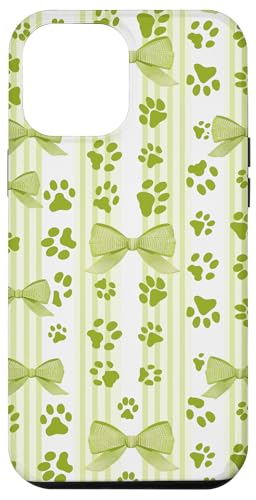 Hundepfote, hellgrün, gestreift, für Mädchen, Kirschschleife Hülle für iPhone 12 Pro Max von Animal Print Cute And Fun