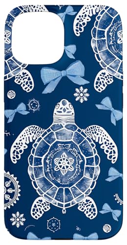 Niedliche Meerestiere, indigoblau, Valentinstag, Mädchen, Schildkröten und Schleifen Hülle für iPhone 15 von Animal Print Cute And Fun