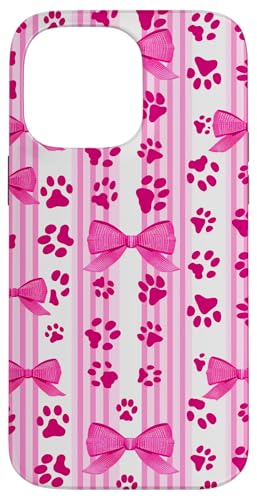 Niedliche rosa gestreifte Kokette Mädchen Kirschschleife Katze Hund Pfote Hülle für iPhone 14 Pro Max Niedliche rosa gestreifte Kokette Mädchen Kirschschleife Katze Hund Pfote Hülle für iPhone 14 Pro Max von Animal Print Cute And Fun
