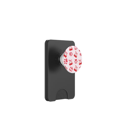 Rote Kokette Mädchen rosa karierte Kirschschleife Katze Hund Pfote PopSockets PopWallet für MagSafe Rote Kokette Mädchen rosa karierte Kirschschleife Katze Hund Pfote PopSockets PopWallet für MagSafe von Animal Print Cute And Fun