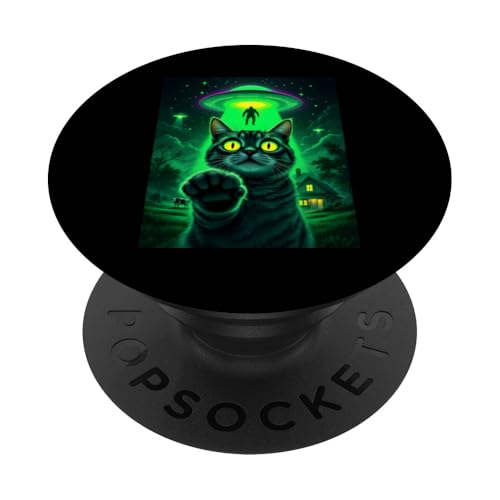 Cat Ufo Selfie Bigfoot Alien Abduktion Sci-Fi für Katzenliebhaber PopSockets Klebender PopGrip Cat Ufo Selfie Bigfoot Alien Abduktion Sci-Fi für Katzenliebhaber PopSockets Klebender PopGrip von Animal Selfie Designs