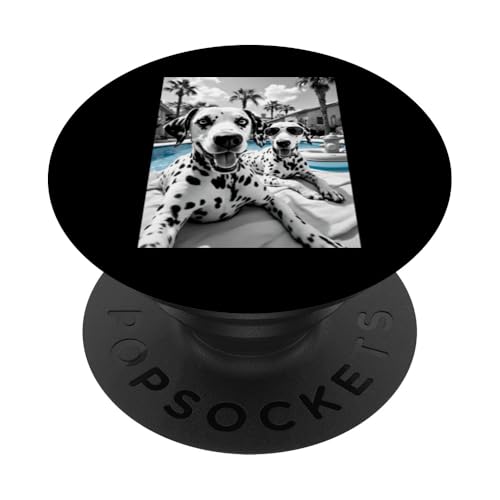 Lustiger Sommerhund Dalmatiner Selfie PopSockets Klebender PopGrip Lustiger Sommerhund Dalmatiner Selfie PopSockets Klebender PopGrip von Animal Selfie Designs
