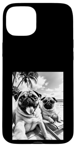 Lustiger Sommerhund Mops Selfie Hülle für iPhone 15 Plus von Animal Selfie Designs